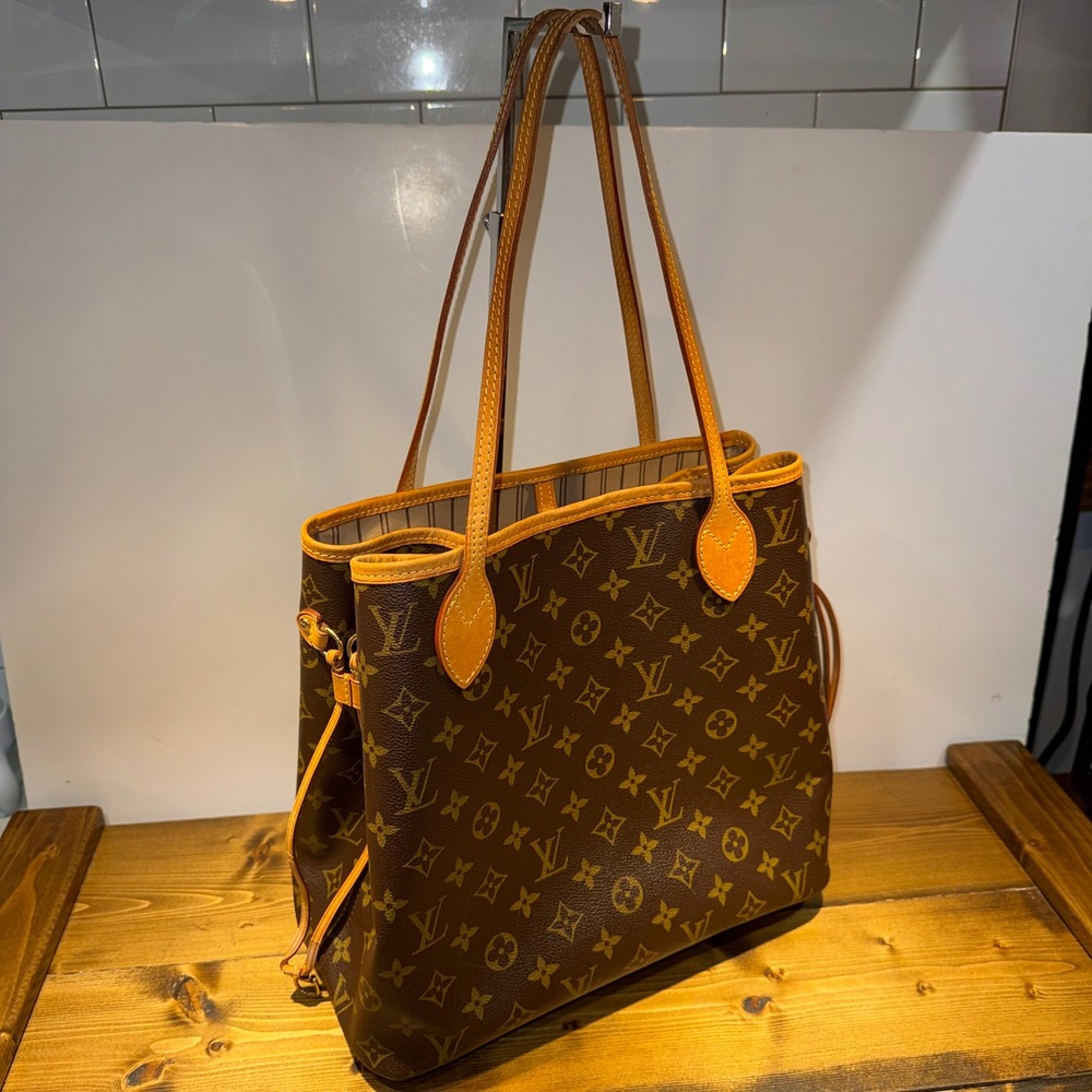2008 Louis Vuitton Neverfull M/M Monogram Leather Trim Tote Shoulder Bag AR0068